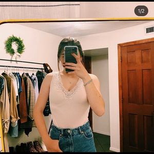 baby pink lace detail tank